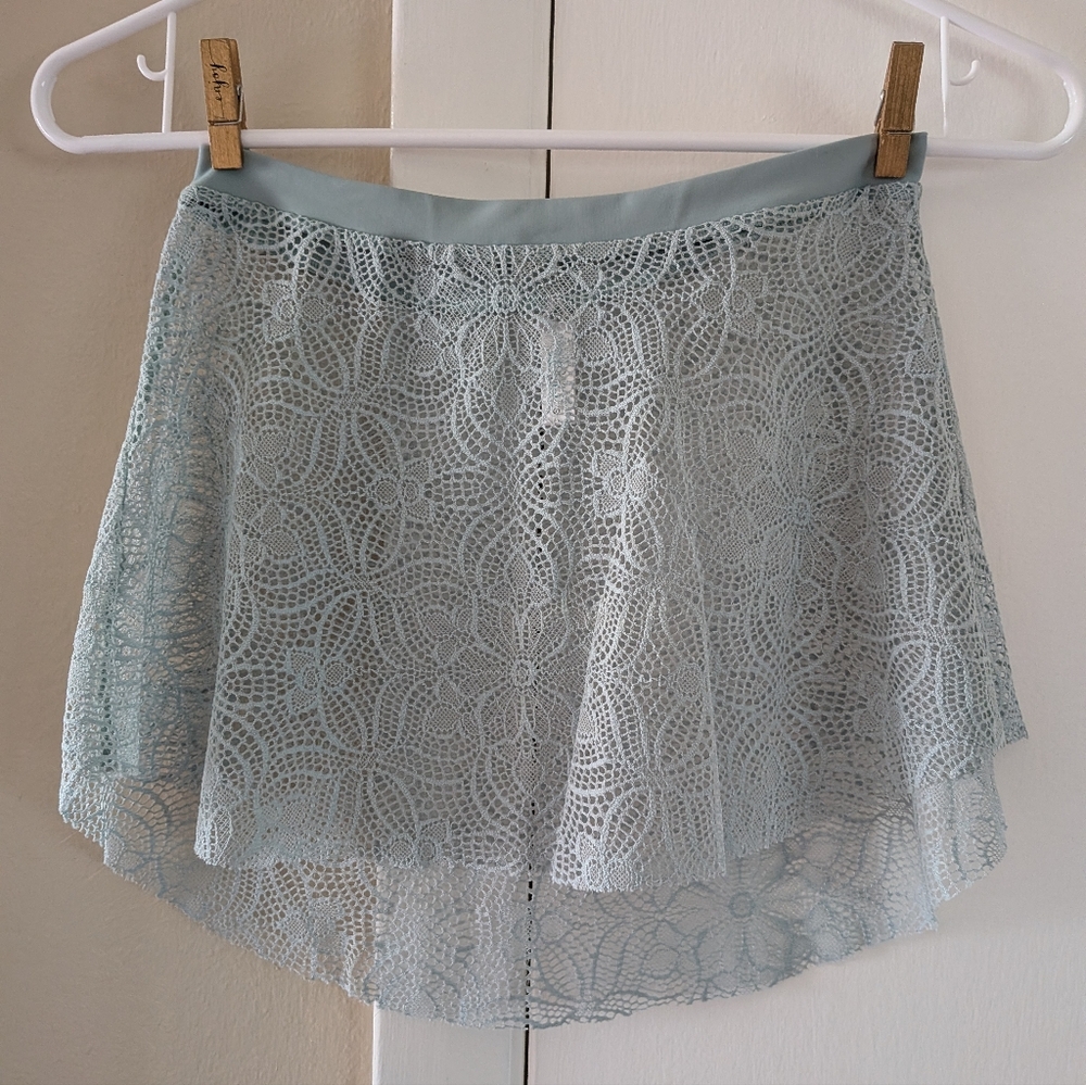 Elegant Lace Overlay Skirt in Light Blue Ballet
